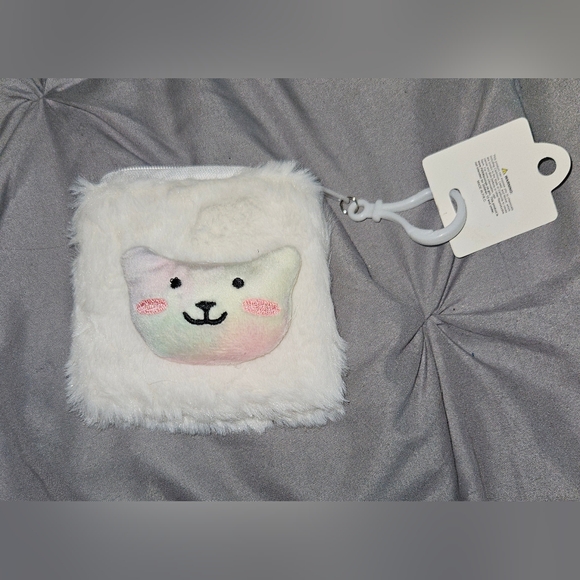 Cute Fuzzy Cat Coin Purse With Clip NWT - Picture 1 of 5